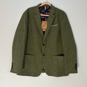 PJ PAUL JONES Mens Sport Coat Blazer Two Buttons Lightweight Green Sz M New NWT